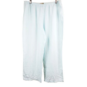 Chalet Pants Womens XL 100% Linen Wide Leg Boho Seaglass Blue Beach‎ Lightweight